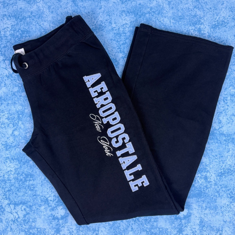 Aeropostale New York Fit & Flare Sweatpants Black Blue Graphic Style 3568 Large